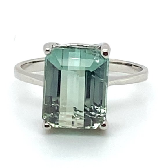 Bi Color Tourmaline 5.90ct Solid 14K White Gold Ring - Picture 4 of 7